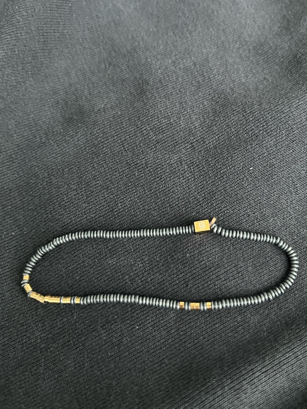 ZAG Bijoux Black Beaded Bracelet With Gold Accents - Stainless Steel